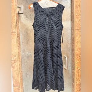 Sharagano Navy Eyelet Maxi Dress